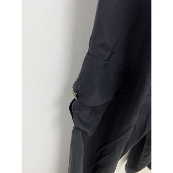 Cynthia Steffe 100% Silk  Wide Leg Pockets jumpsuit Open Top Black Size 12 - Picture 12 of 13